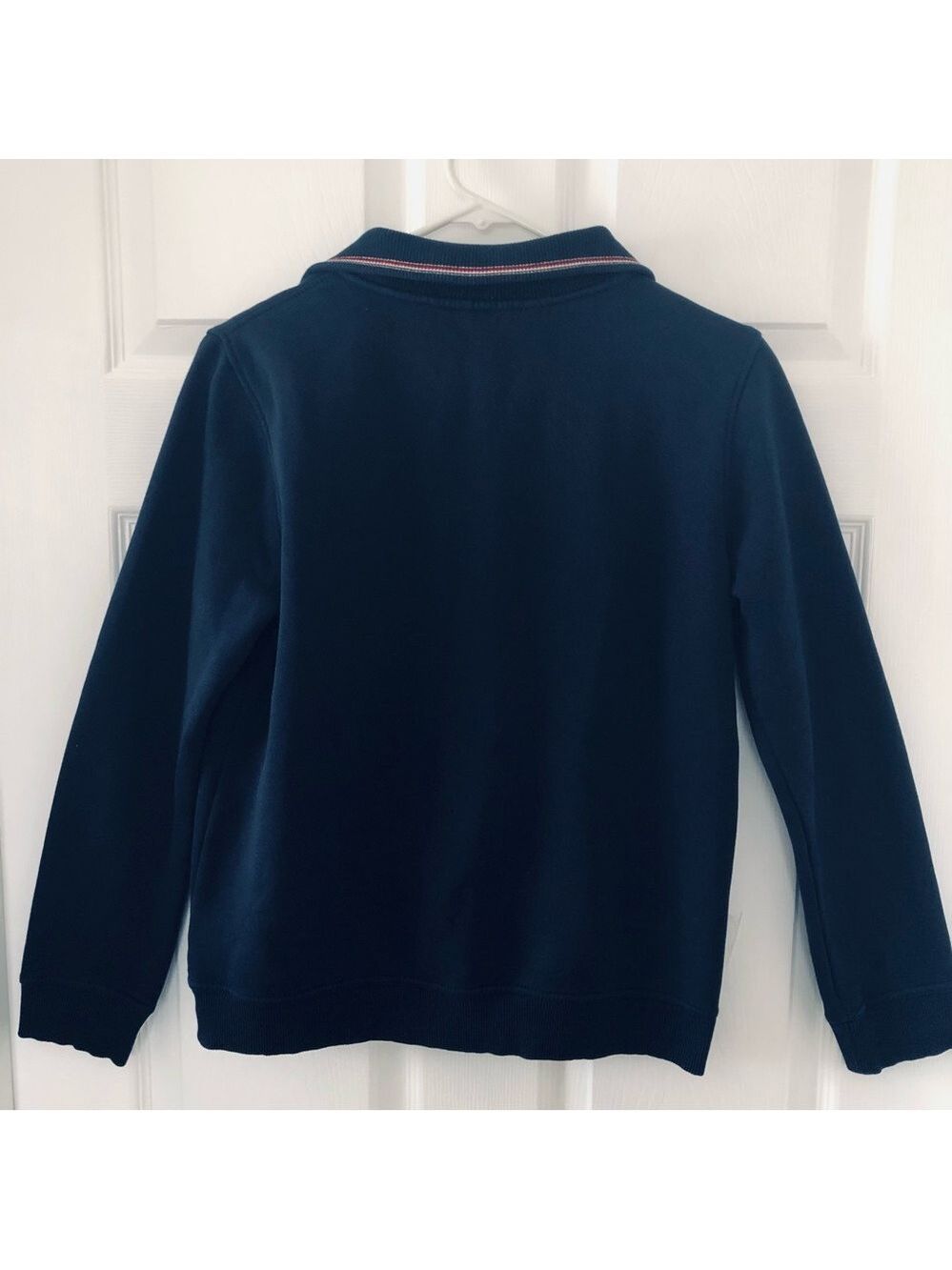 Tommy Hilfiger Navy Half-Zip Pullover with Embroidered Crest Size Small Preppy - Picture 3 of 10